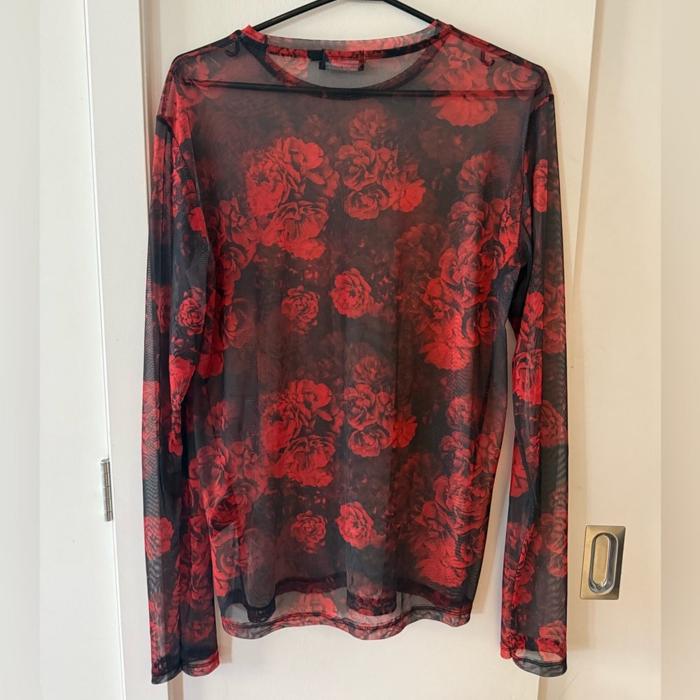 Men’s Mesh Long Sleeve Top - Red and Black
